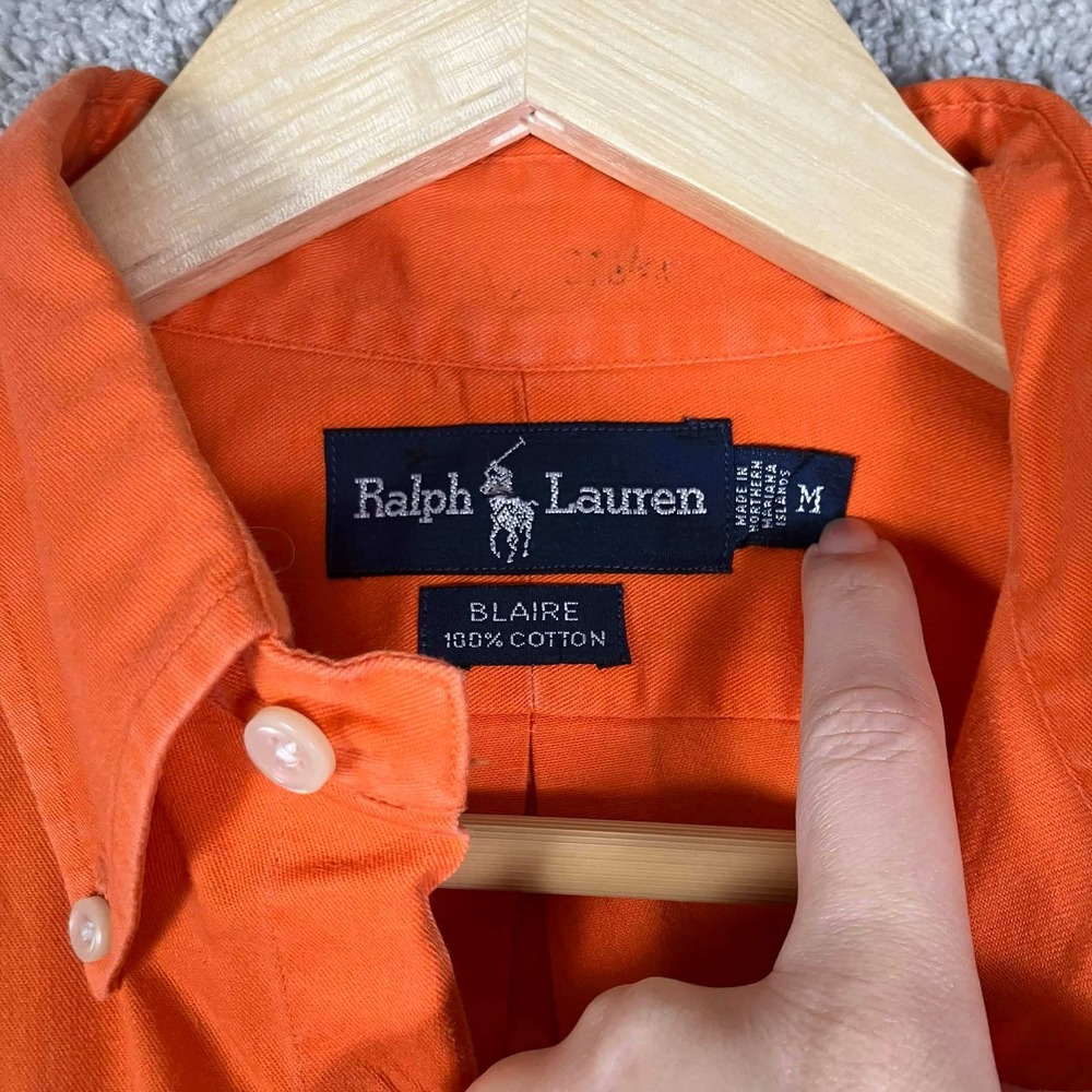 Vtg Ralph Lauren Button Down Shirt Lot 2 Mens M Orange Blaire Blake Long Sleeve - Picture 3 of 16